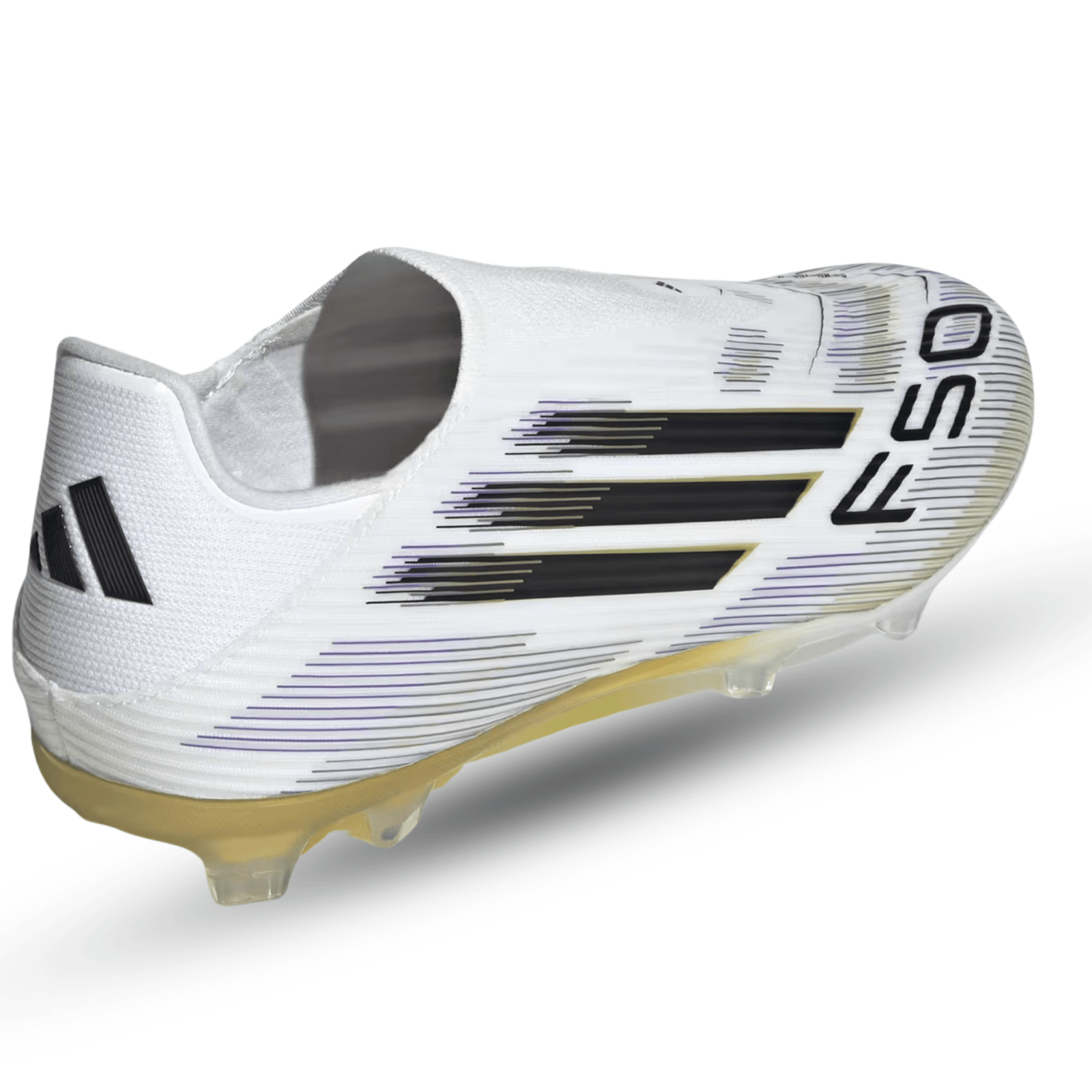 adidas F50 League Laceless FG Soccer Cleats (White/Black/Gold Metallic) | SoccerWearhouse