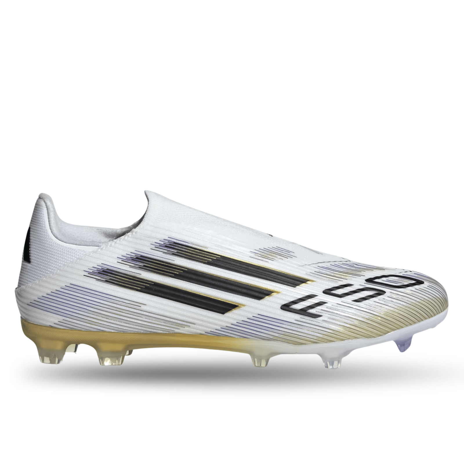 adidas F50 League Laceless FG Soccer Cleats (White/Black/Gold Metallic) | SoccerWearhouse