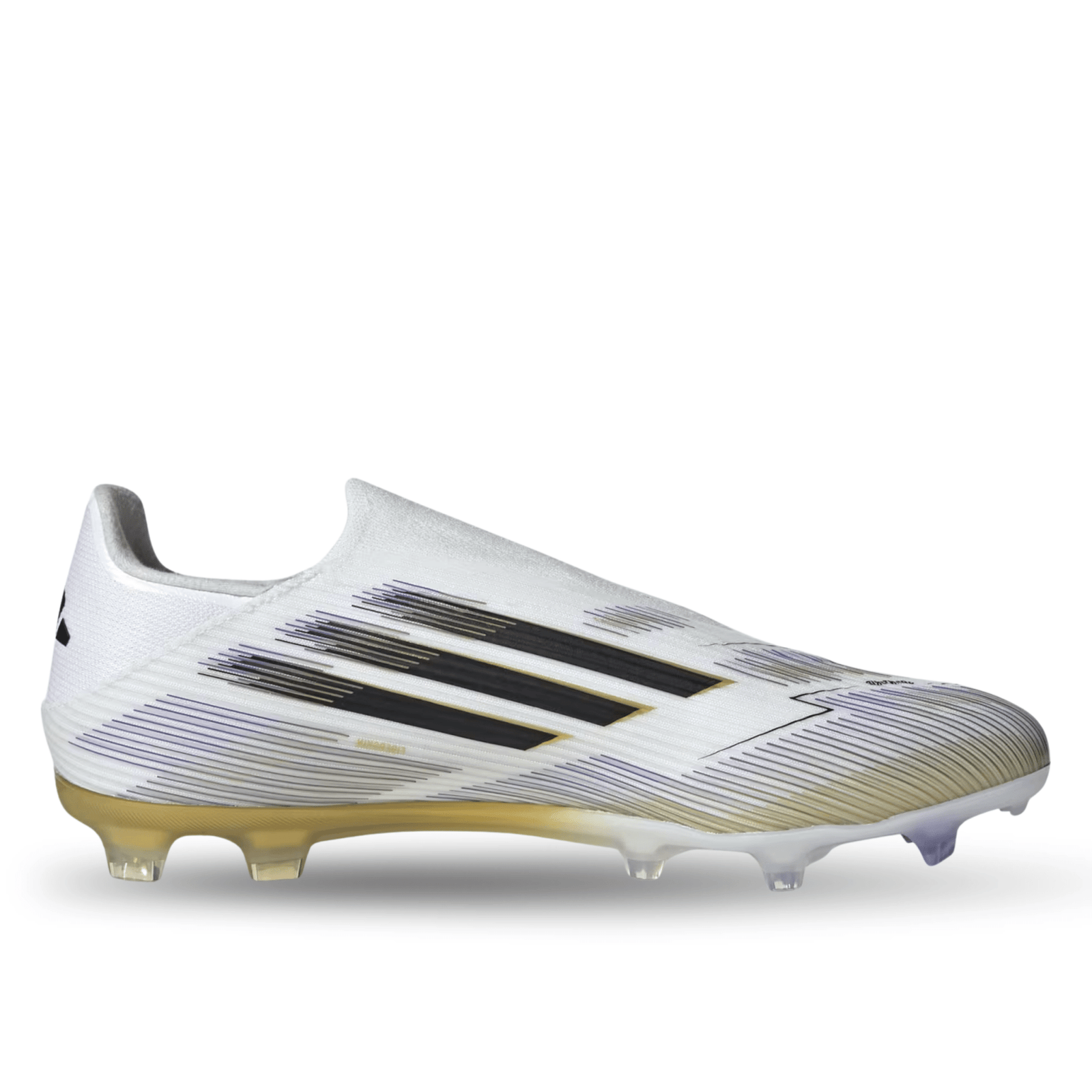 adidas F50 League Laceless FG Soccer Cleats (White/Black/Gold Metallic) | SoccerWearhouse