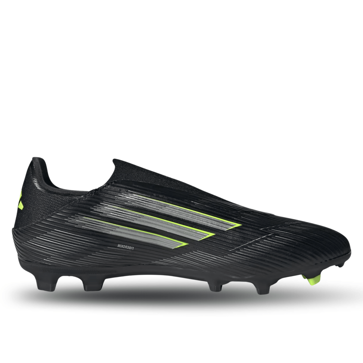 adidas F50 League Laceless Firm Ground/Multi Ground Soccer Cleats (Black/Iron Metallic/Lucid Lemon) | SoccerWearhouse