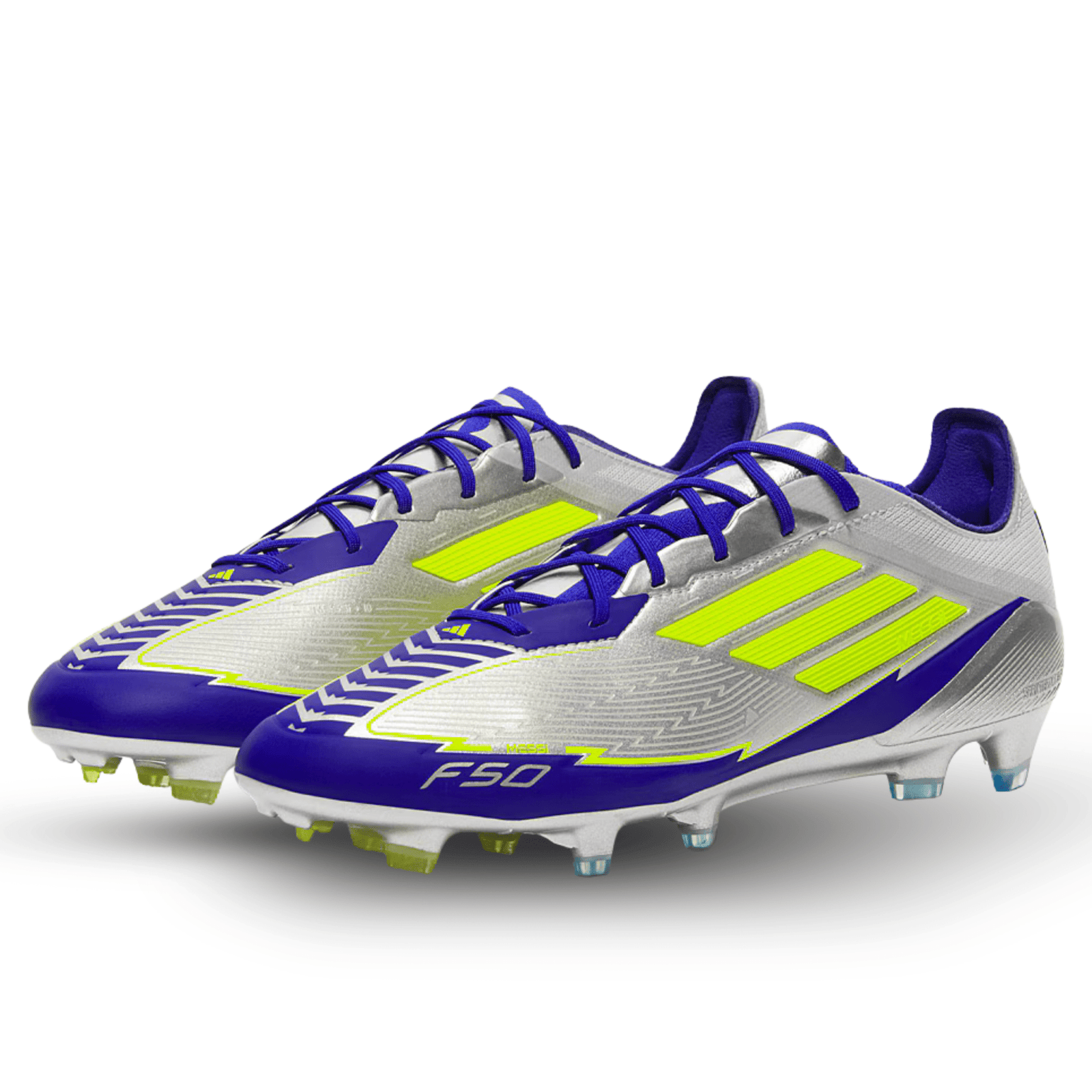 adidas F50 Messi Elite FG Soccer Cleats (Silver Metallic/Lucid Blue) | SoccerWearhouse