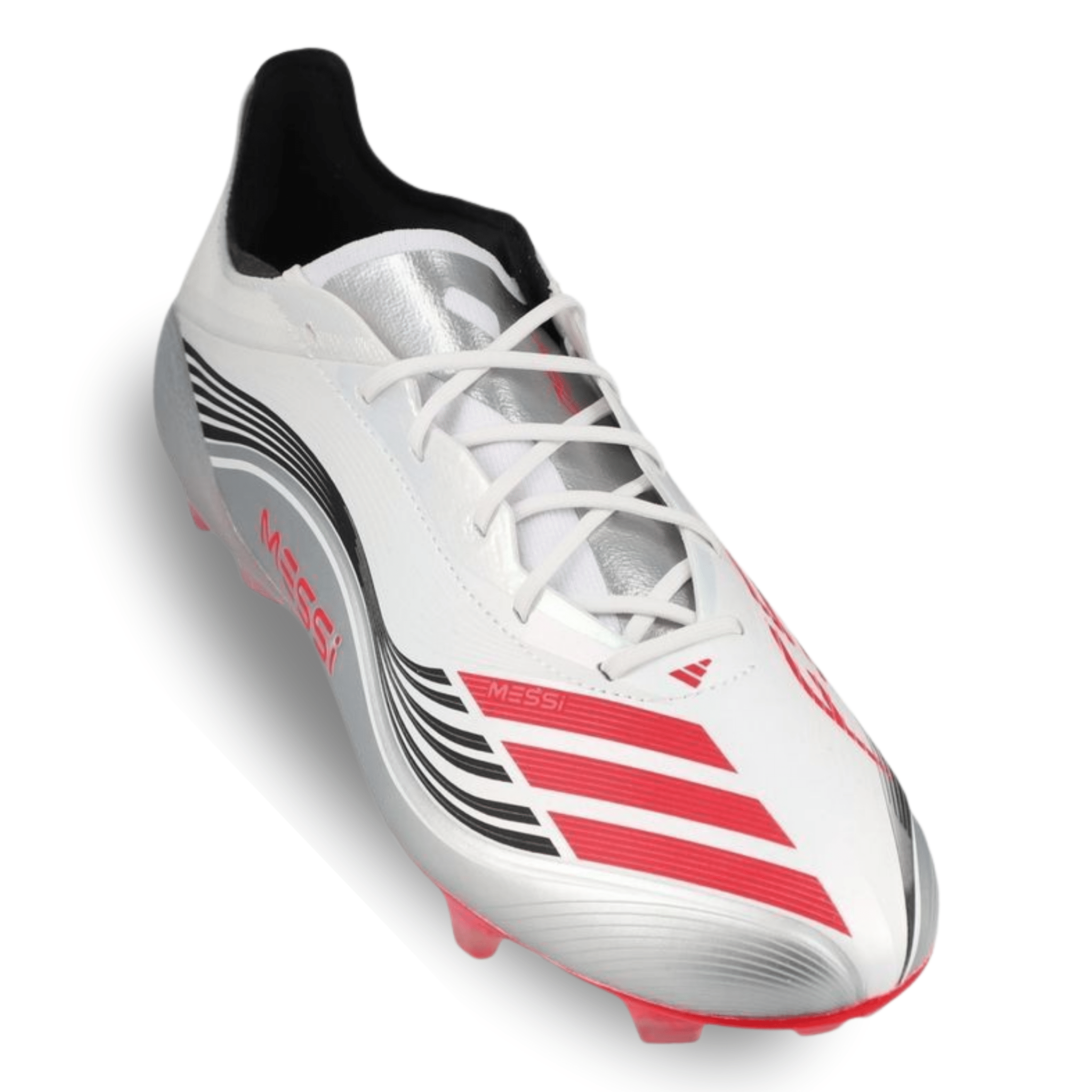 adidas F50 Messi Elite FG Soccer Cleats (White/Lucid Red/Silver Metall