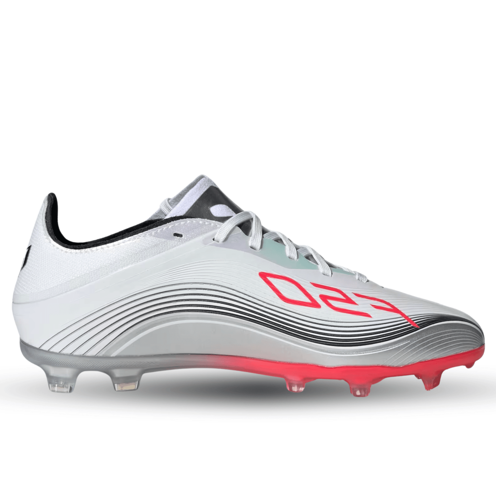 adidas F50 Messi Elite Firm Ground Junior Cleats (White/Lucid Red/Silver Metallic) | SoccerWearhouse