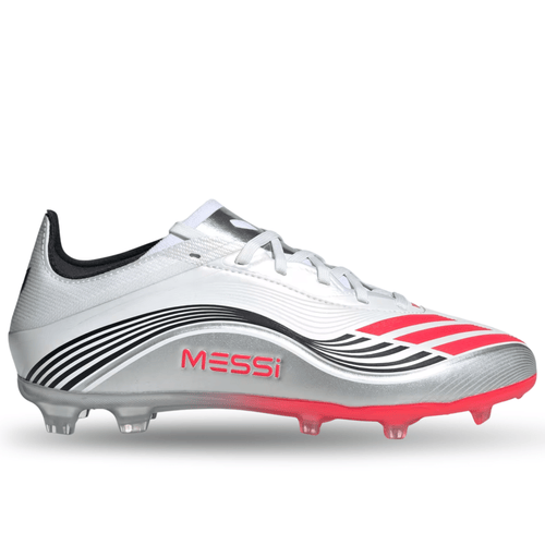 adidas F50 Messi Elite Firm Ground Junior Cleats (White/Lucid Red/Silver Metallic) - 4Y