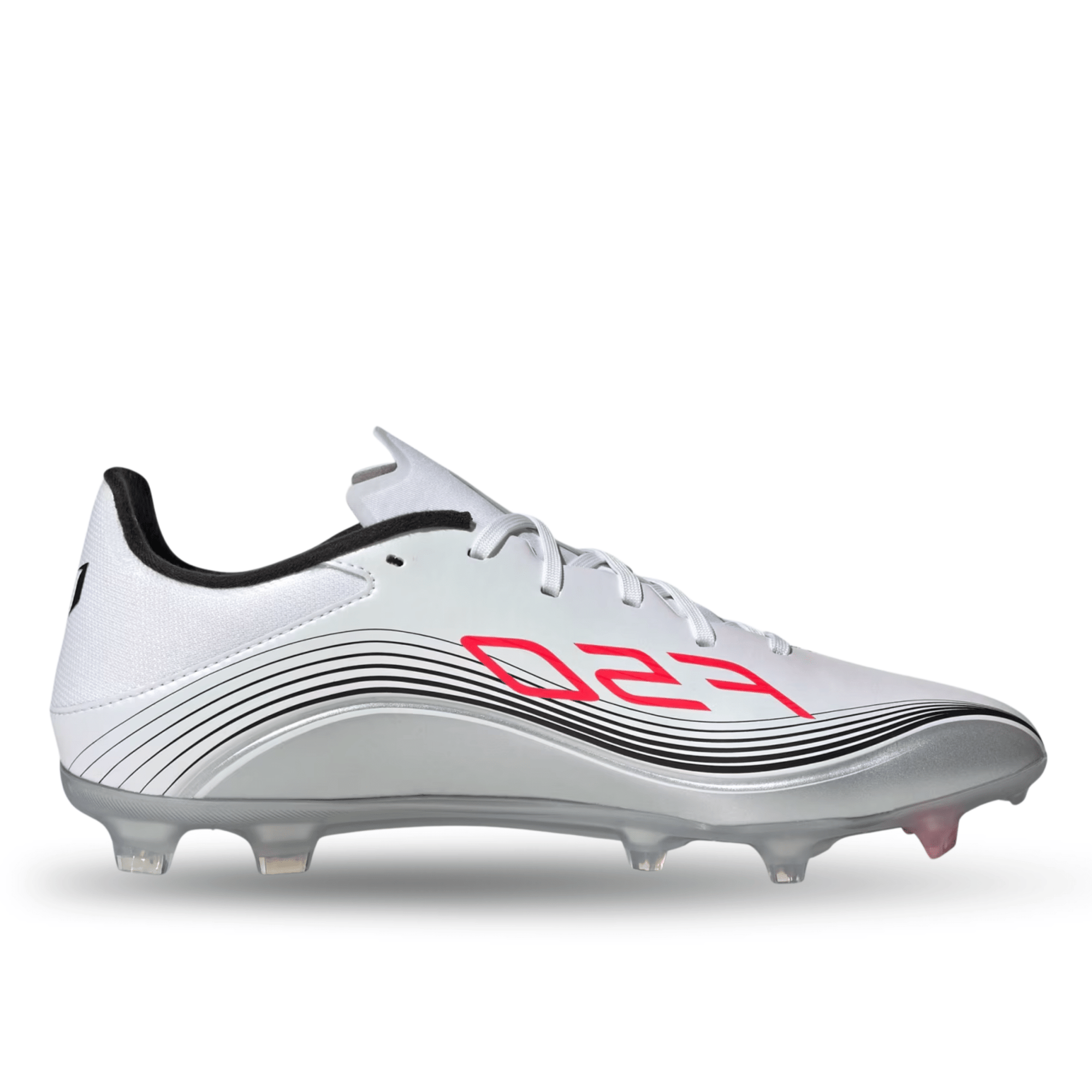 adidas F50 Messi League FG/MG Soccer Cleats (White/Lucid Red/Silver Me