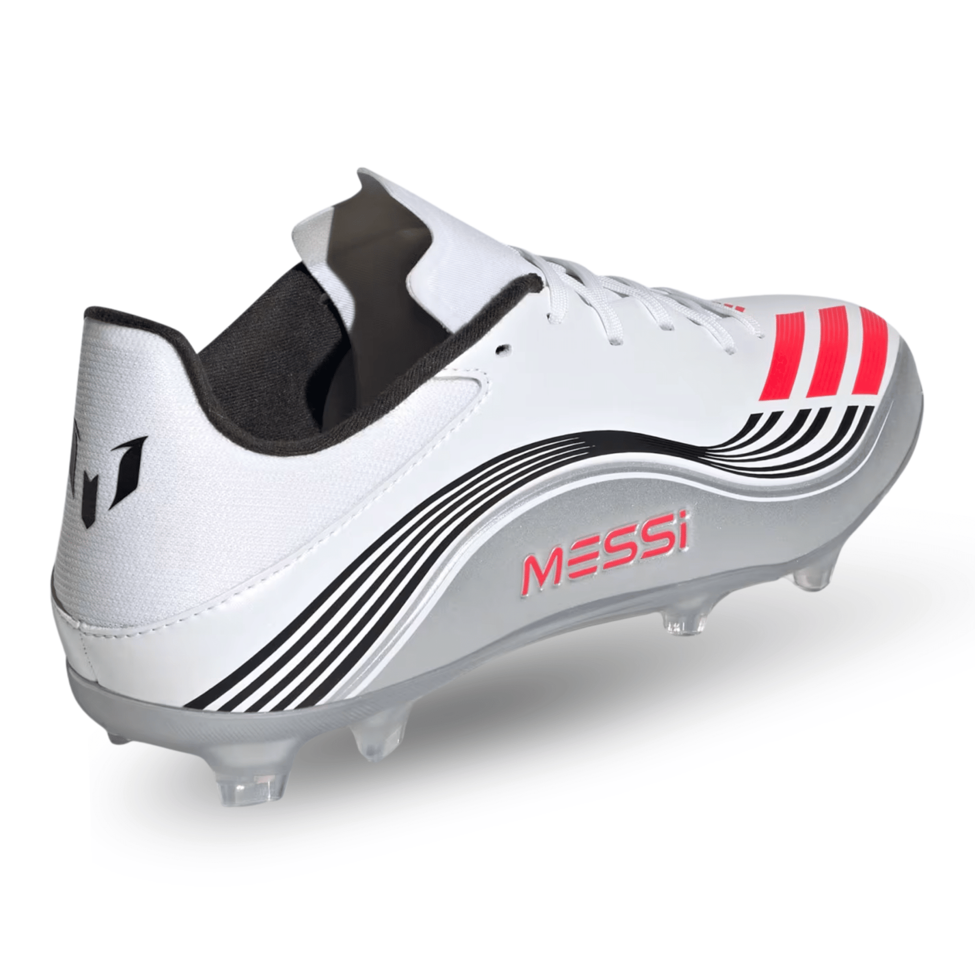 adidas F50 Messi League FG/MG Soccer Cleats (White/Lucid Red 