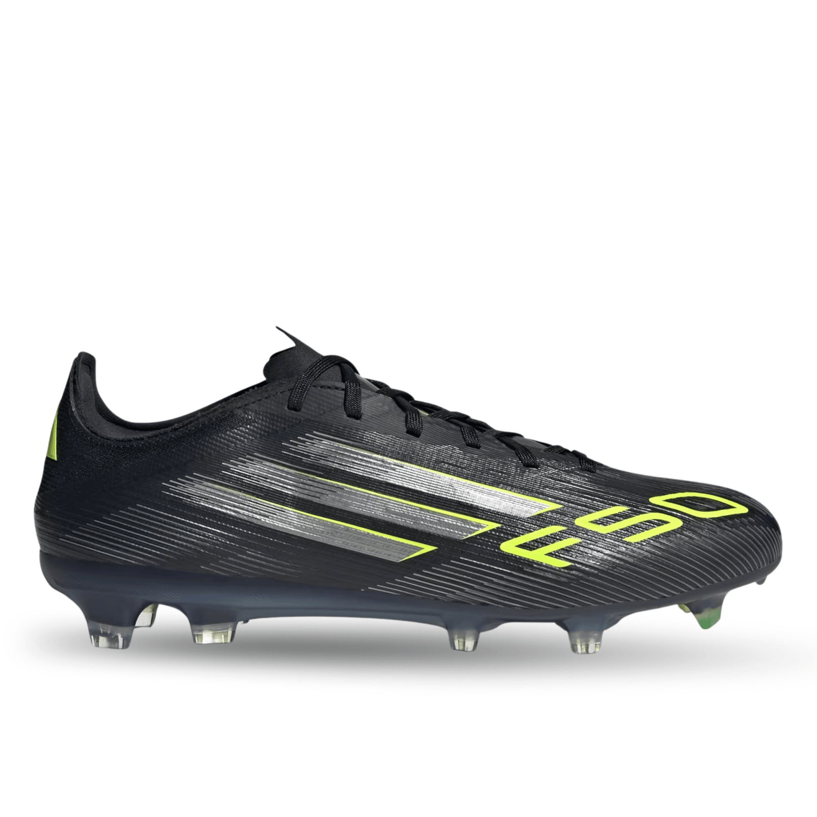 adidas F50 Pro Firm Ground Cleats (Black/Iron Metallic/Lucid Lemon) | SoccerWearhouse