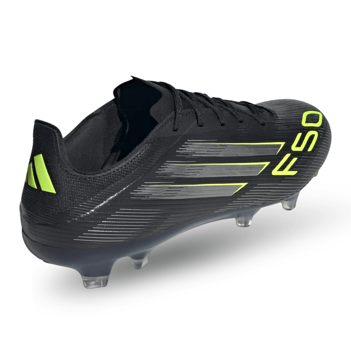 adidas F50 Pro Firm Ground Cleats (Black/Iron Metallic/Lucid Lemon) | SoccerWearhouse