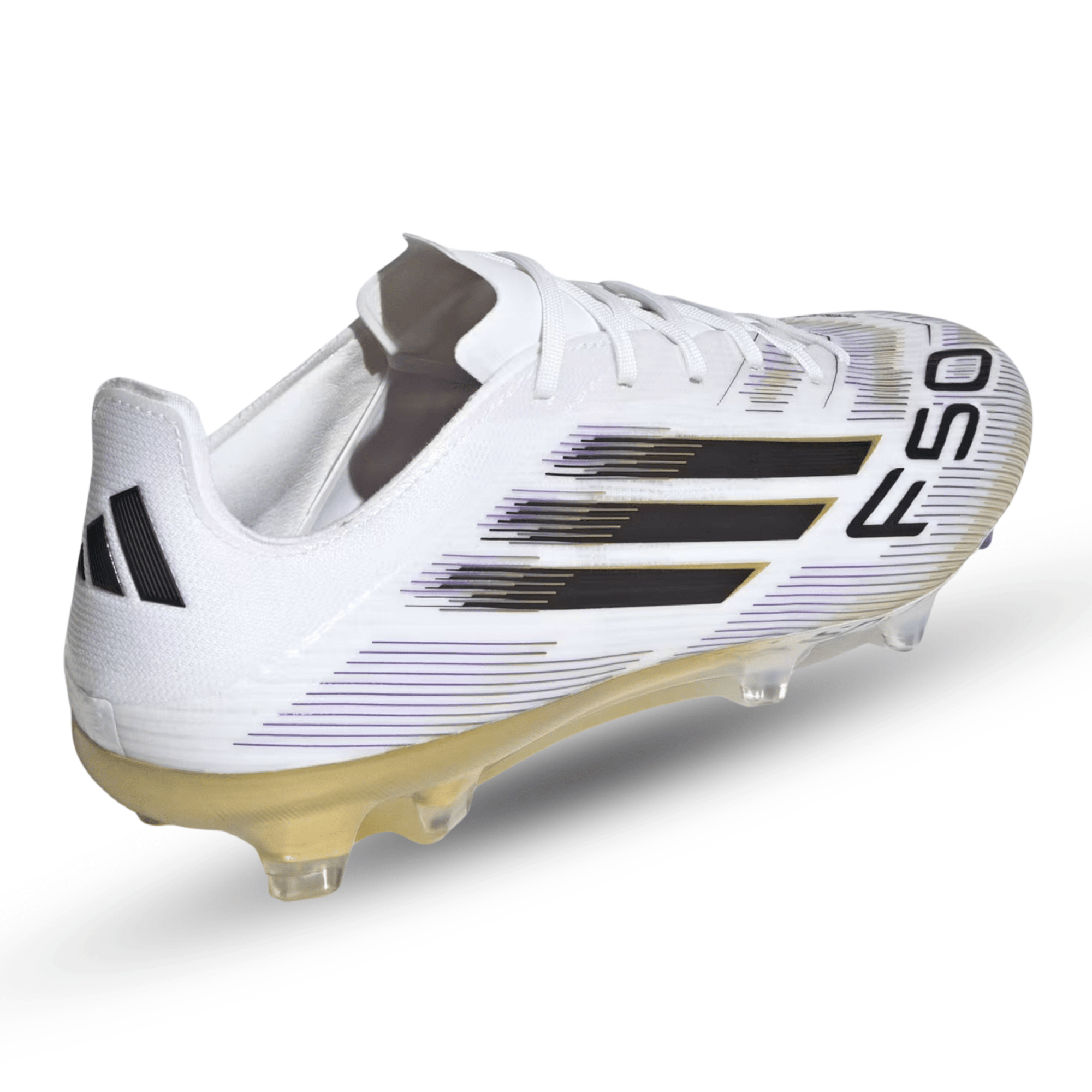 adidas F50 Pro Firm Ground Soccer Cleats (White/Black/Gold Metallic)