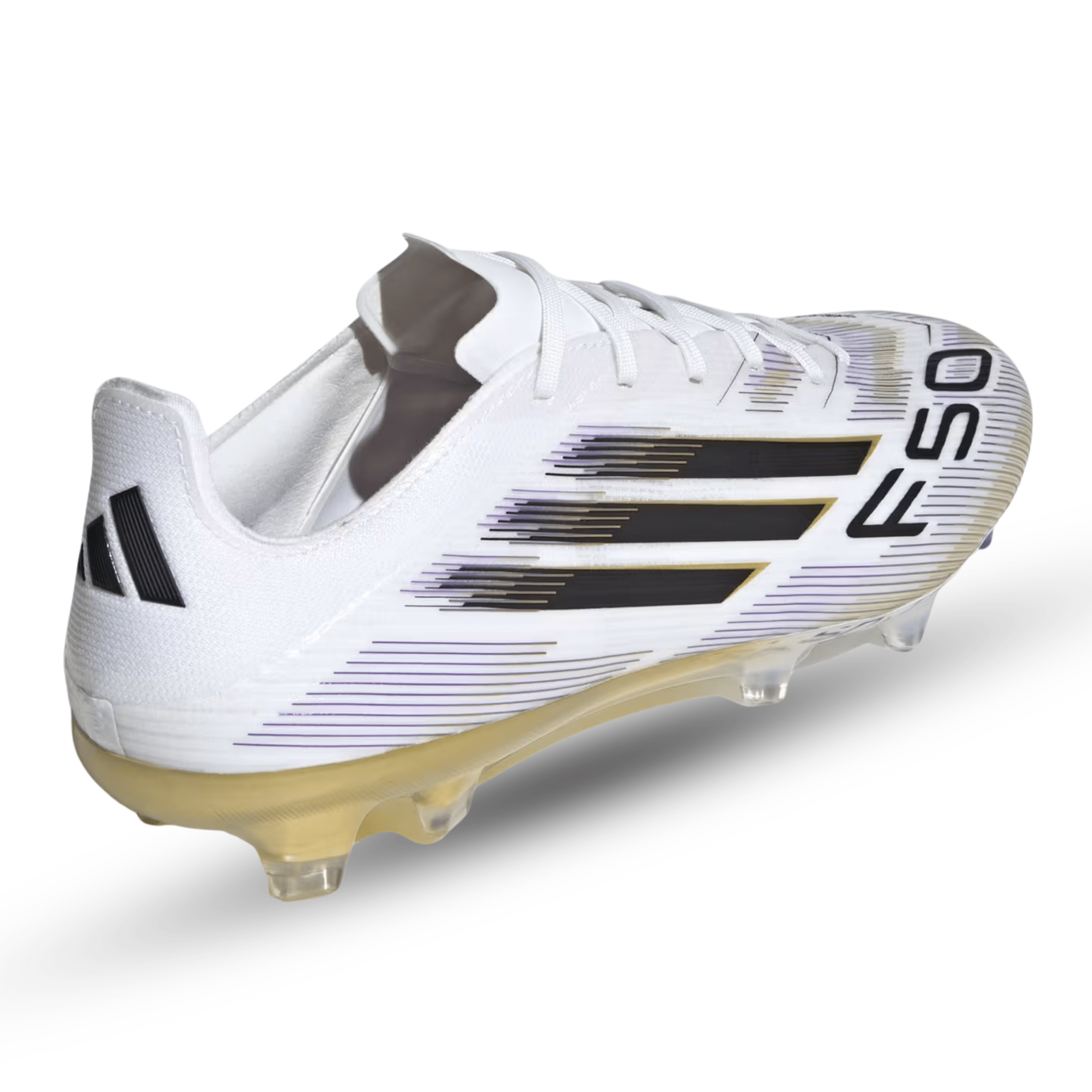 adidas F50 Pro Firm Ground Soccer Cleats (White/Black/Gold Metallic)