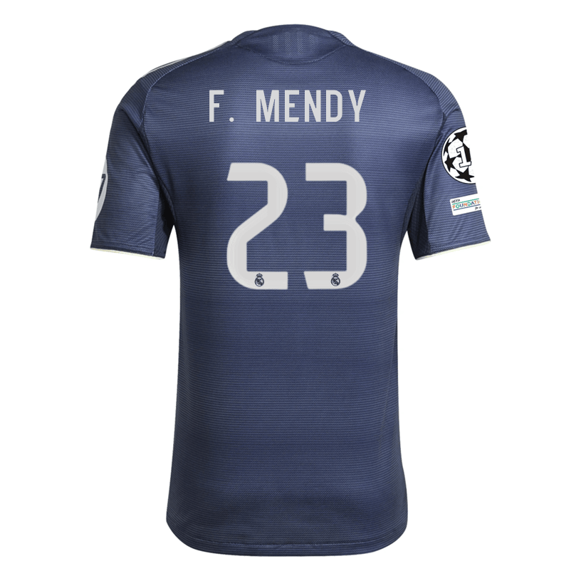 adidas Ferland Mendy Real Madrid Authentic Away Jersey 25/26 w/ Champions League Patches (Legend Ink | SoccerWearhouse