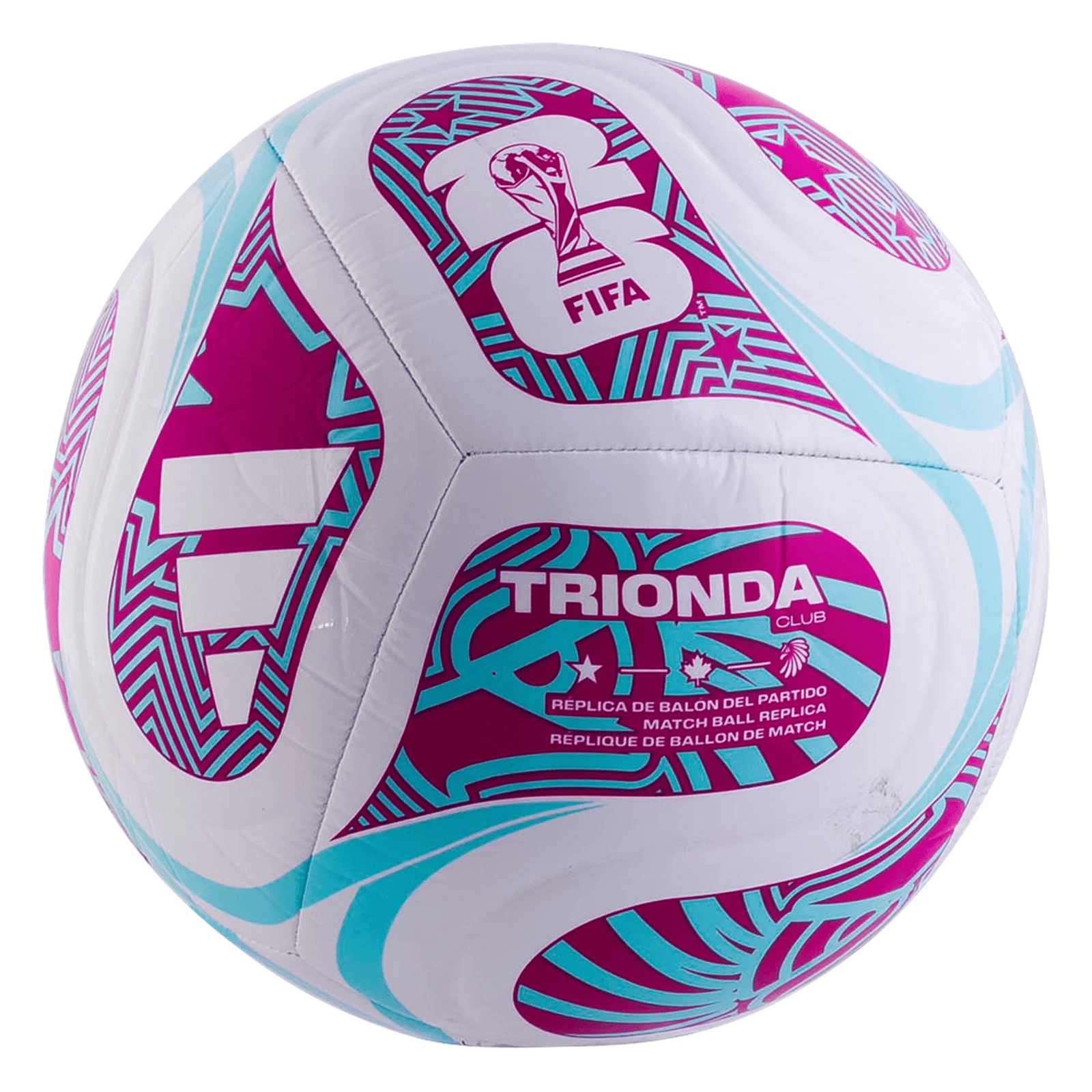 adidas FIFA World Cup 2026 Trionda Club Ball (White/Aqua/Pink) | SoccerWearhouse