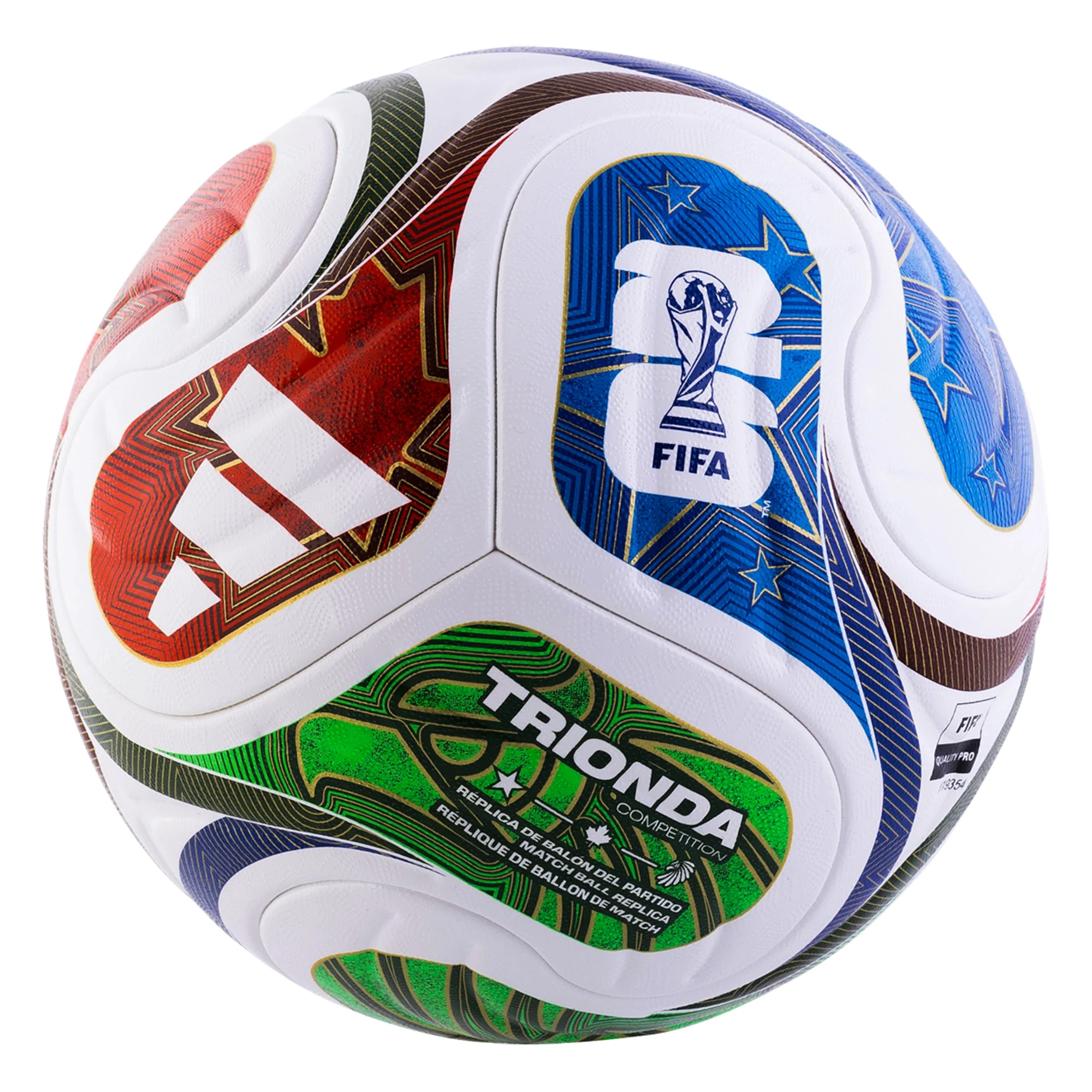 adidas FIFA World Cup 2026 Trionda Competition Ball (White/Red/Green/Blue)