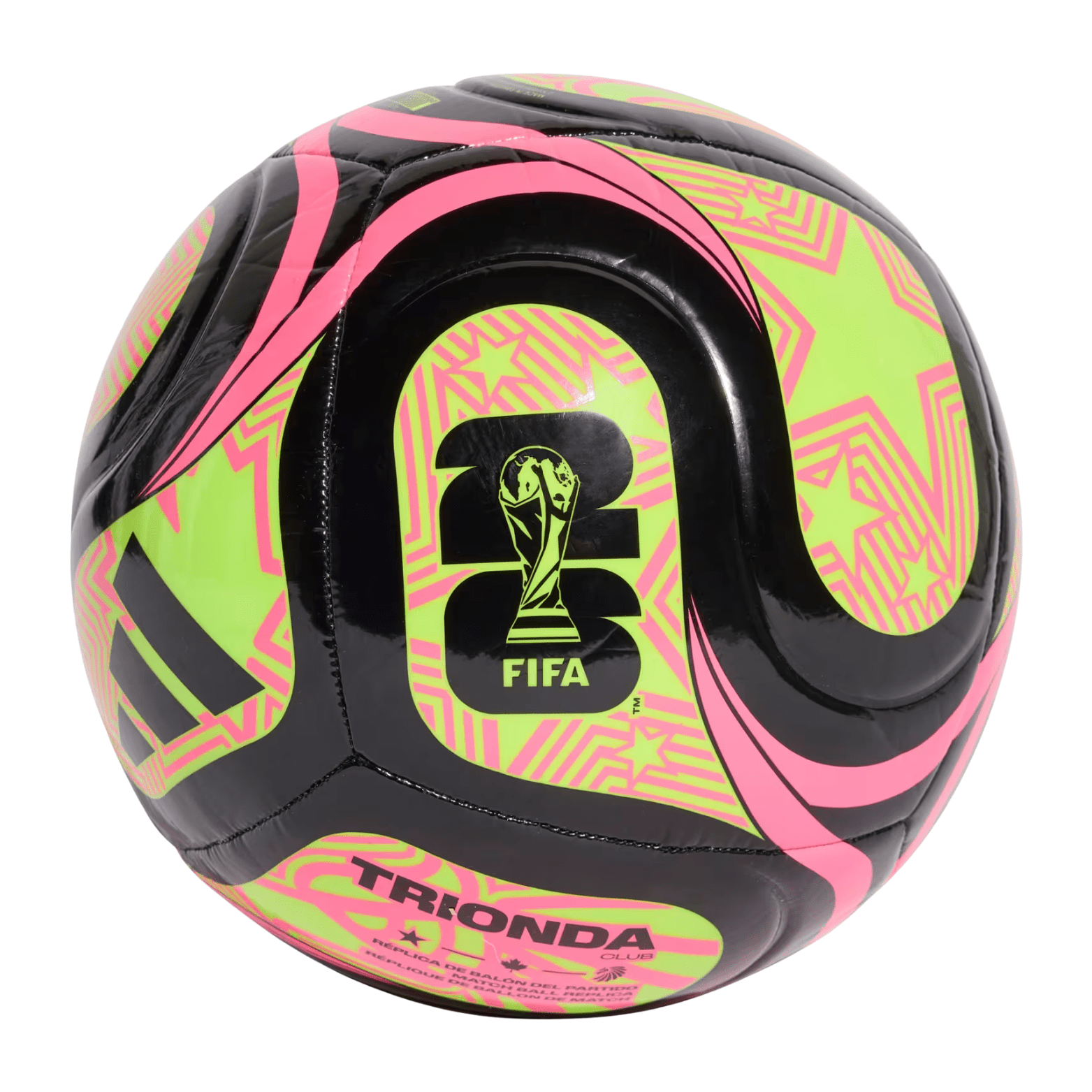 adidas FIFA World Cup 26 Trionda Club Soccer Ball (Black/Lucid Lemon/Lucid Pink) | SoccerWearhouse