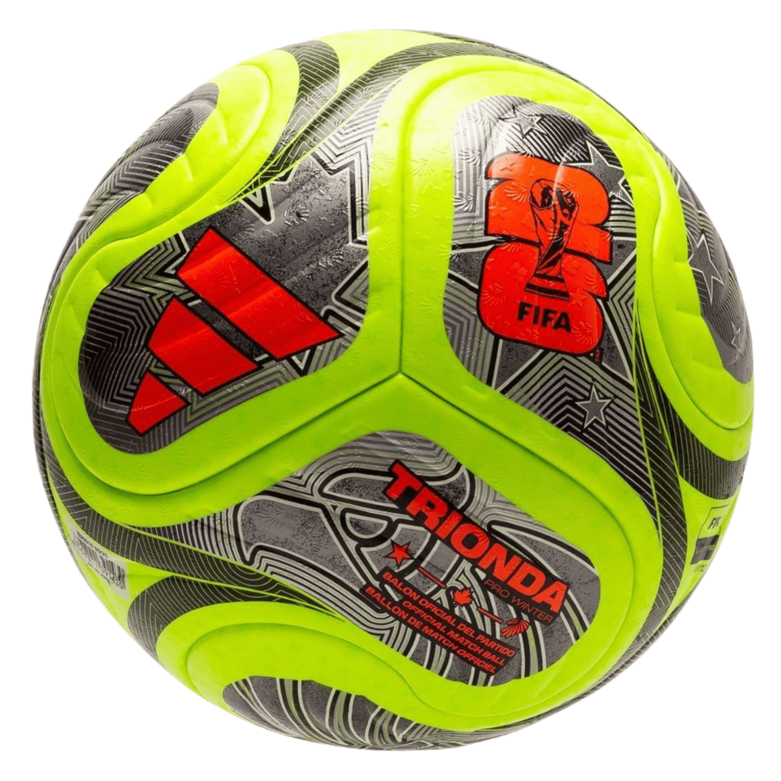 adidas FIFA World Cup 26 Trionda Pro OMB Winter Soccer Ball (Lucid Lemon/Black/Metallic Silver) | SoccerWearhouse
