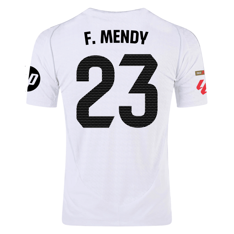 adidas F.Mendy Real Madrid Authentic Home Jersey w/ La Liga Patches 24/25 (White/Black) | SoccerWearhouse