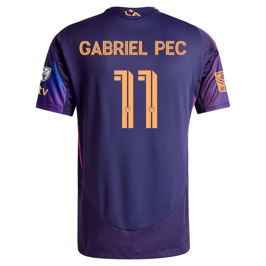 adidas Gabriel Pec LA Galaxy Authentic Away Jersey w/ MLS + Apple TV + RBC Sponsor 25/26 (Purple) | SoccerWearhouse