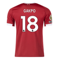 adidas Gakpo Men's Liverpool Home Jersey 25/26 w/ NRFR + EPL Champions Patch (Strawberry Red)