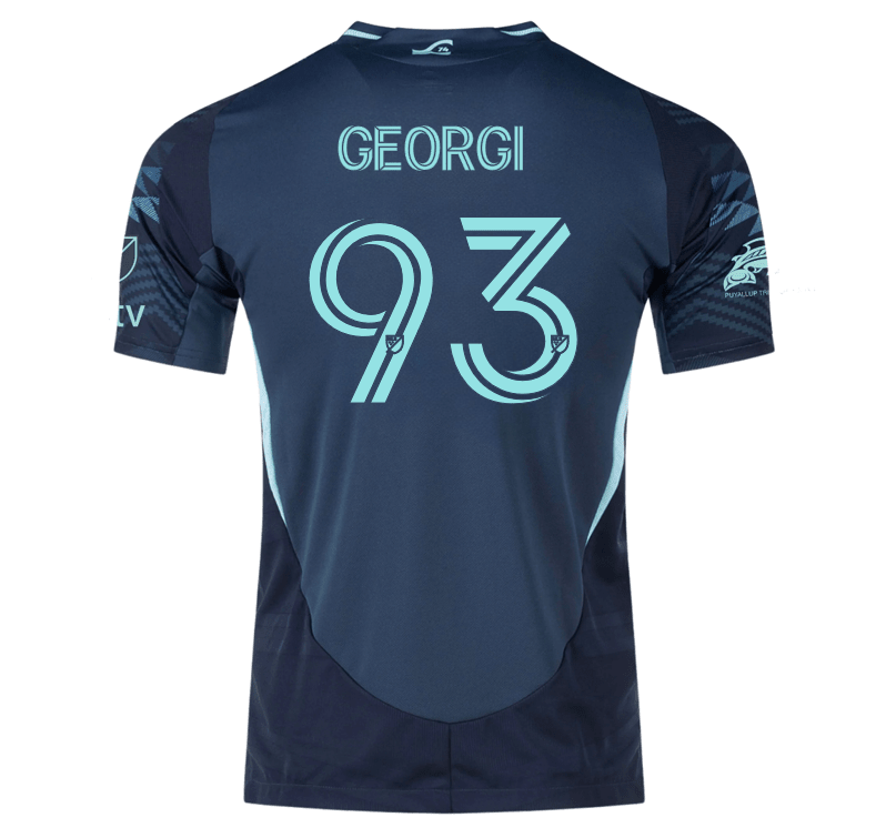 adidas Georgi Minoungou Seattle Sounders Authentic Away Jersey 25/26 w/ MLS Patches & Sponsor (Aura Ink) | SoccerWearhouse