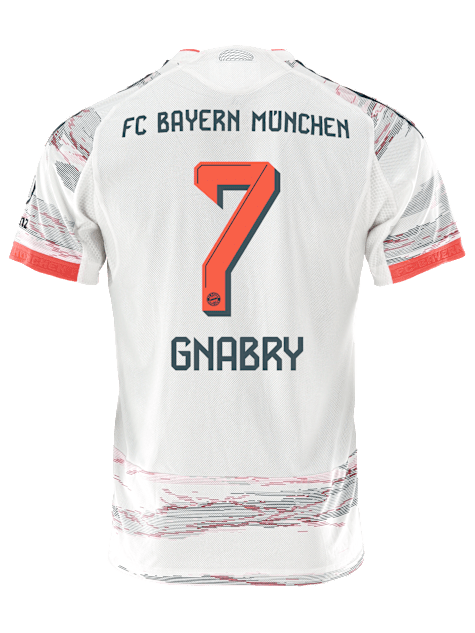 adidas Gnabry Authentic Away Jersey 25/26 w/ Sponsor + Meister Bundesliga Patch (White/Red) | SoccerWearhouse