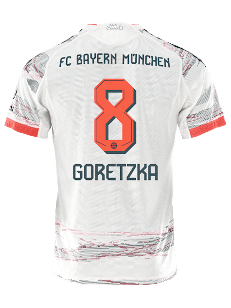 adidas Goretzka Authentic Away Jersey 25/26 w/ Sponsor + Meister Bundesliga Patch (White/Red) | SoccerWearhouse
