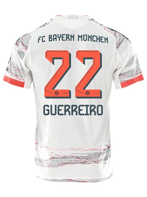 adidas Guerreiro Authentic Away Jersey 25/26 w/ Sponsor + Meister Bundesliga Patch (White/Red) | SoccerWearhouse