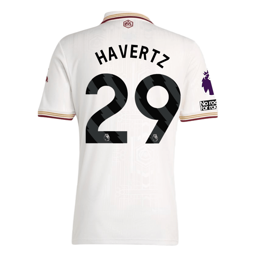 adidas Havertz Men's Arsenal FC Third Jersey 25/26 w/ NRFR + EPL Patches (White/Burgundy) | SoccerWearhouse