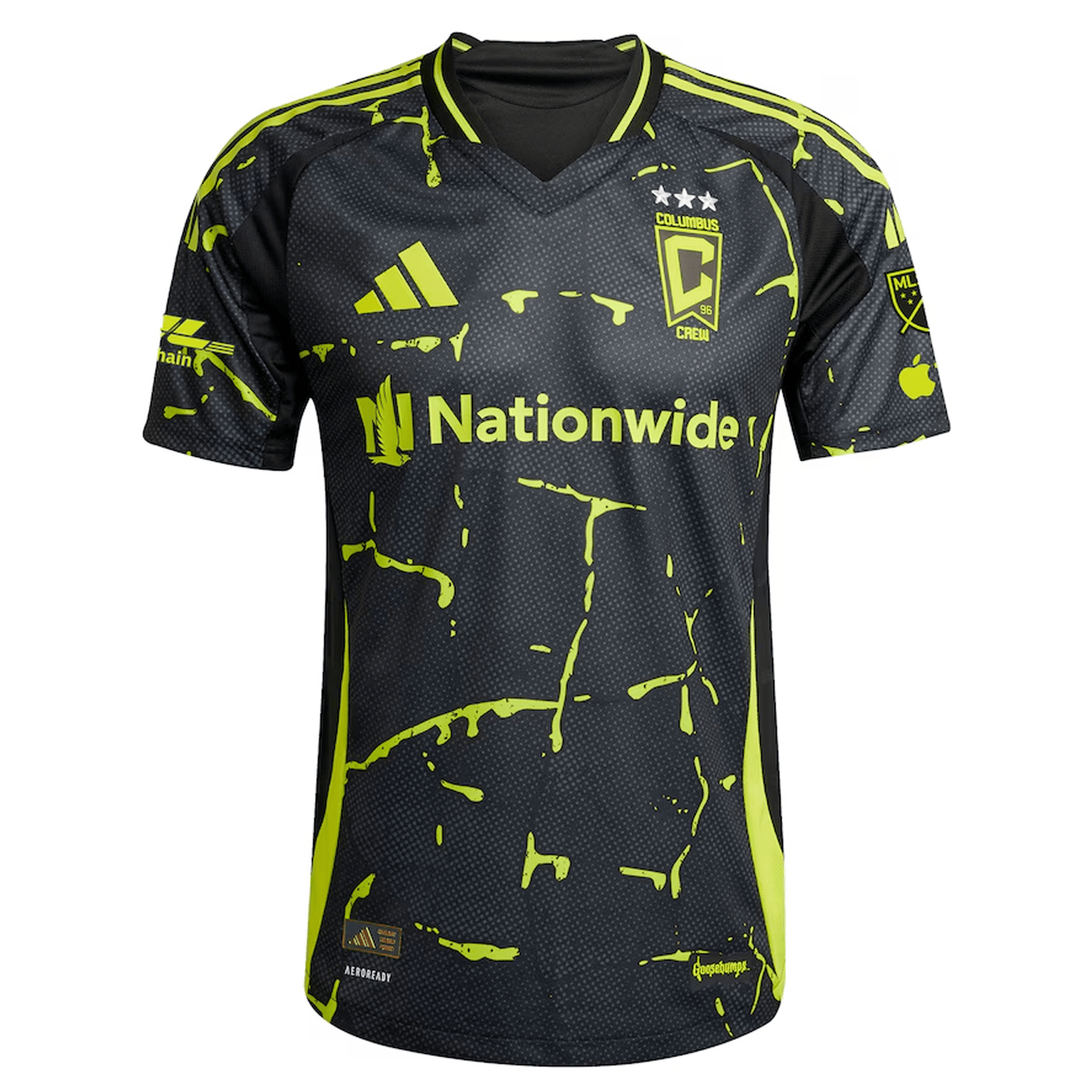 adidas Ibrahim Aliyu Columbus Crew Authentic Away Jersey w/ MLS Patches 25/26 (Black/Yellow) | SoccerWearhouse