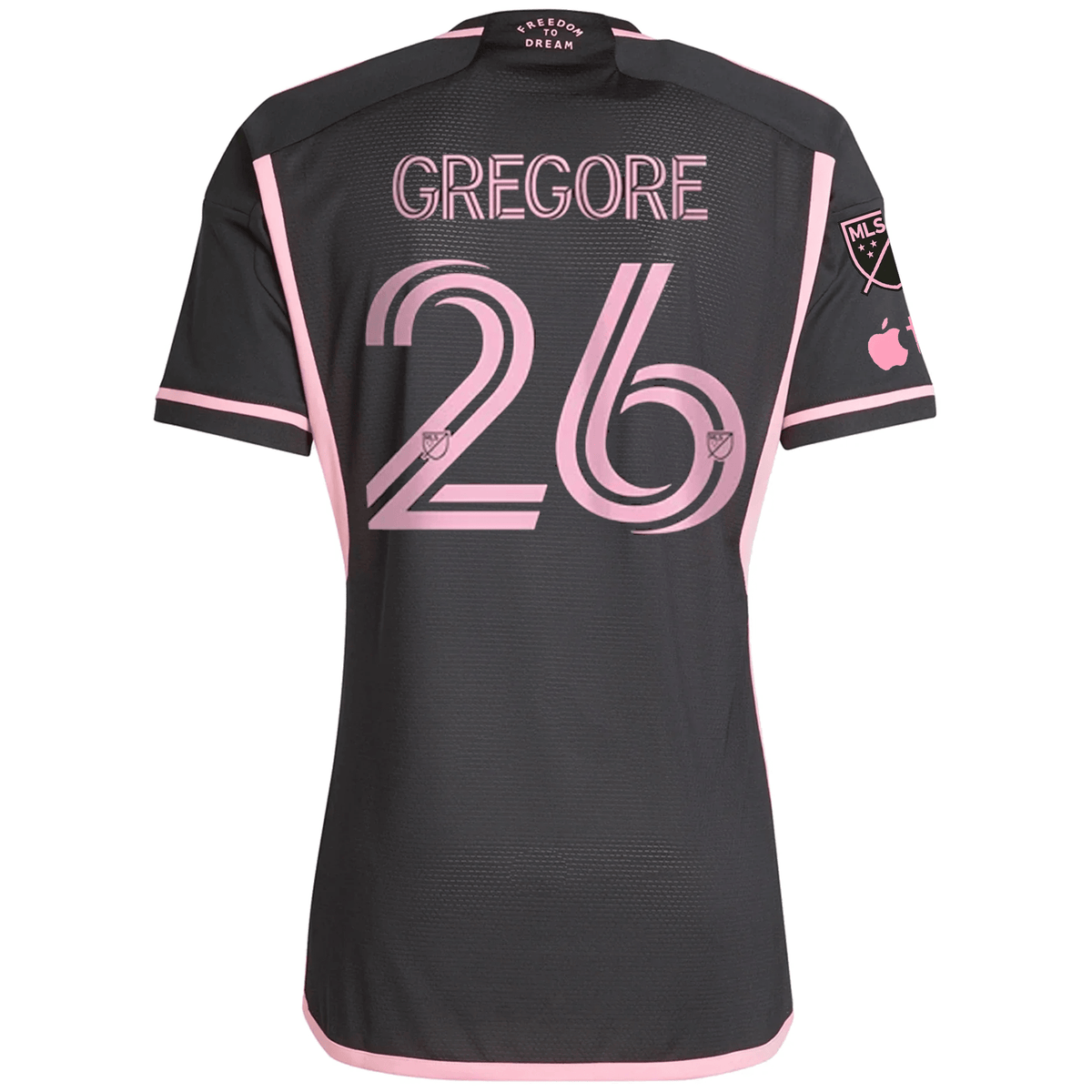 adidas Inter Miami Authentic Gregore Royal Caribbean Away Jersey w/ MLS + Apple TV Patches 23/24 (Black/Bliss Pink) | SoccerWearhouse