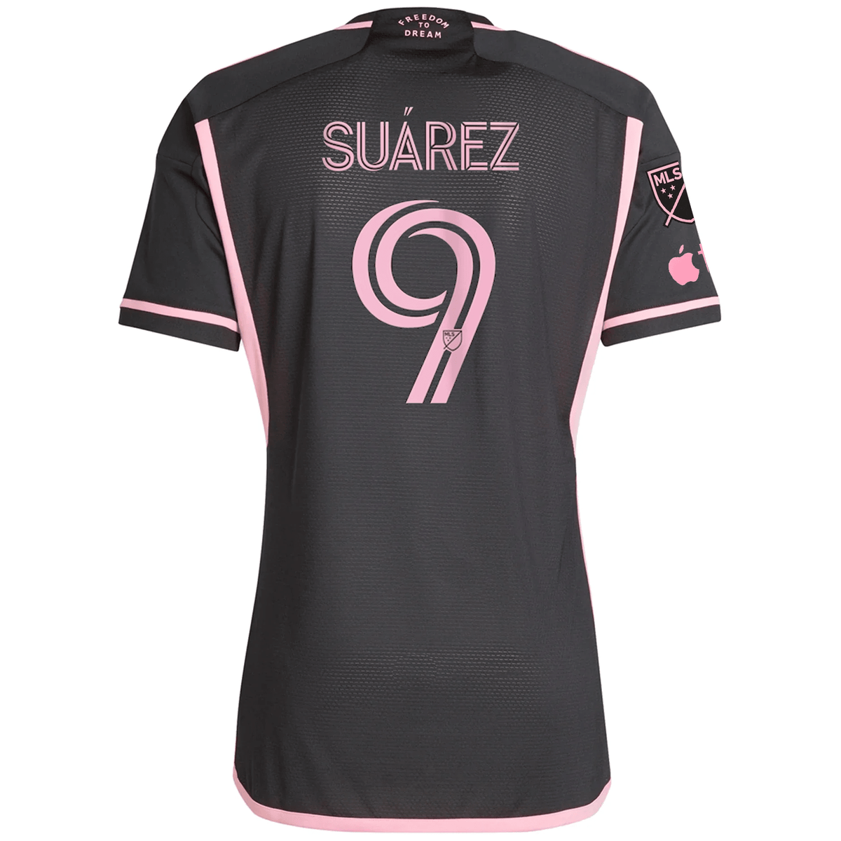 adidas Inter Miami Authentic Luis Suarez Royal Caribbean Away Jersey w/ MLS + Apple TV Patches 23/24 (Black/Bliss Pink) | SoccerWearhouse