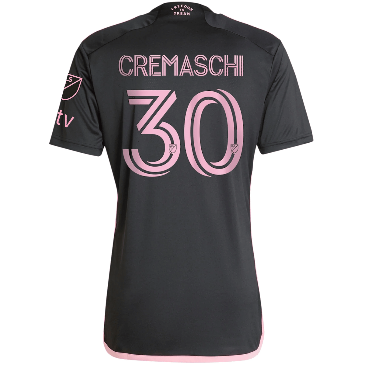 adidas Inter Miami Benjamin Cremaschi Royal Caribbean Away Jersey w/ MLS + Apple TV Patches 23/24 (Black/Bliss Pink) | SoccerWearhouse