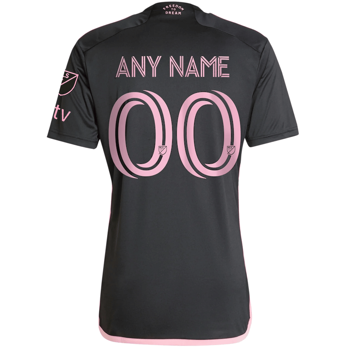 adidas Inter Miami Custom Name Royal Caribbean Away Jersey w/ MLS + Apple TV Patches 23/24 (Black/Bliss Pink) | SoccerWearhouse