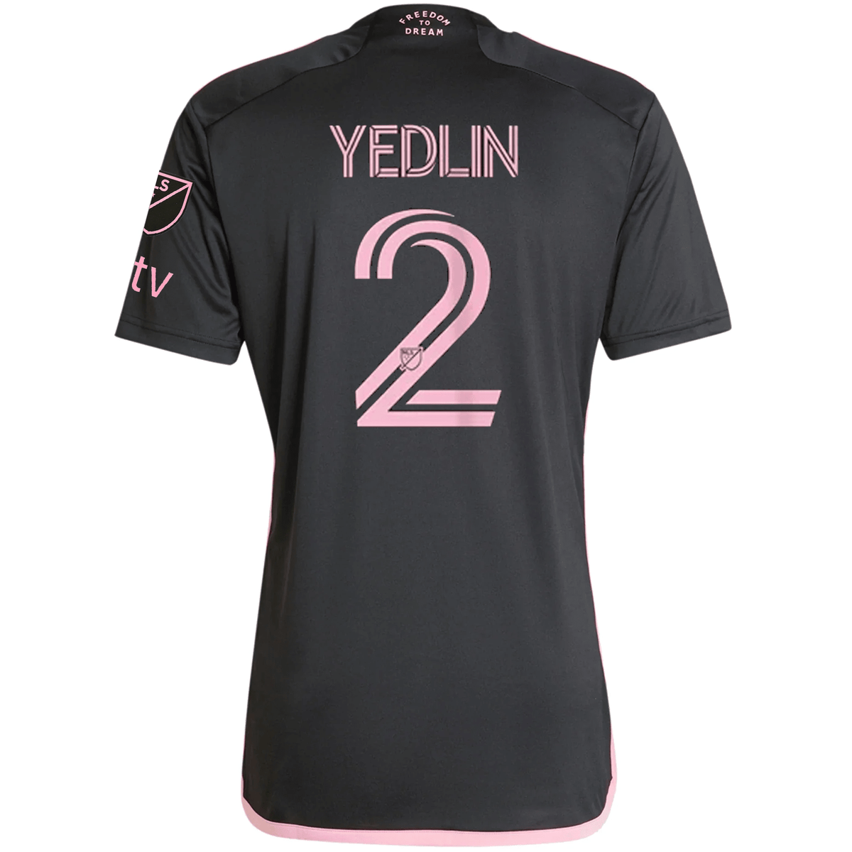 adidas Inter Miami DeAndre Yedlin Royal Caribbean Away Jersey w/ MLS + Apple TV Patches 23/24 (Black/Bliss Pink) | SoccerWearhouse