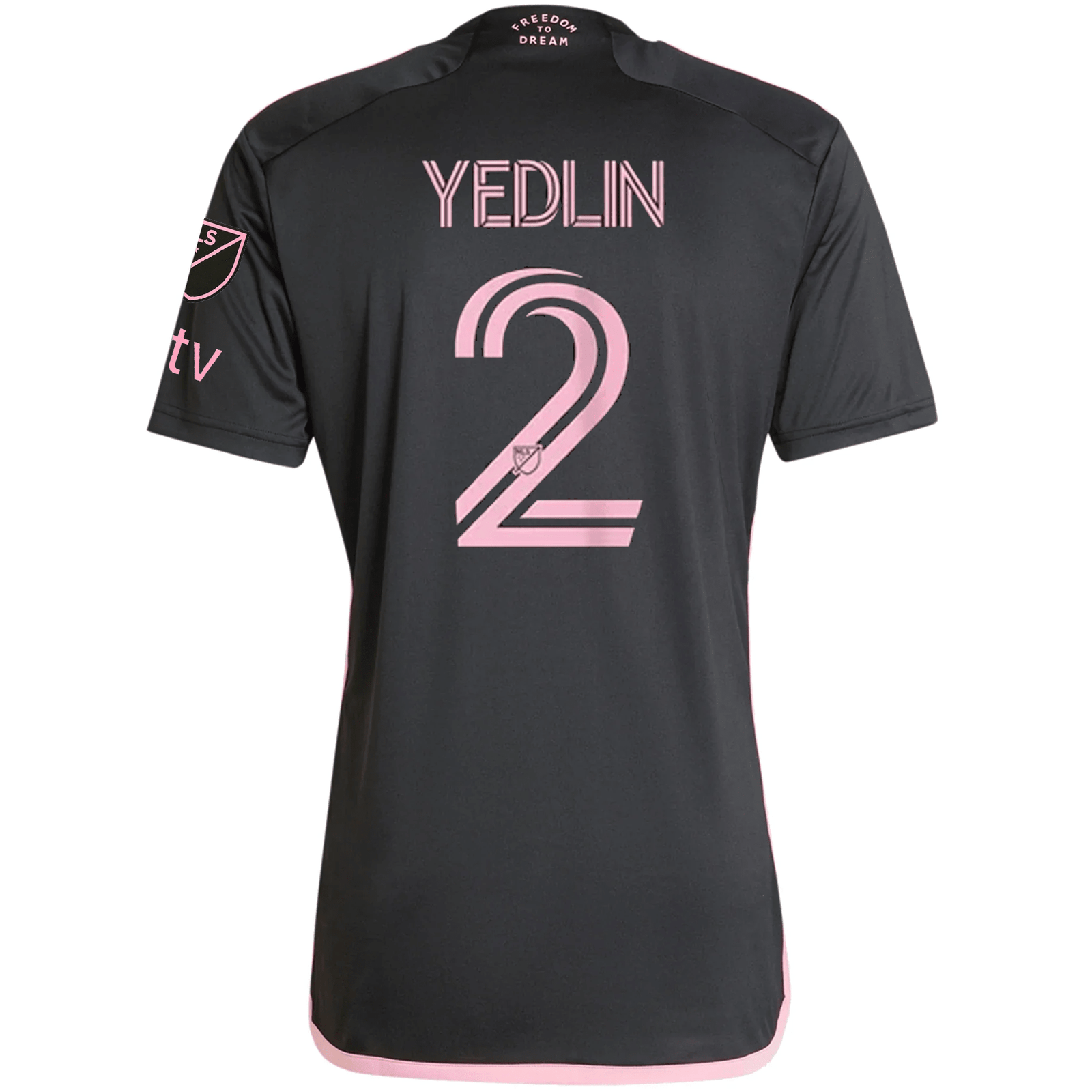 adidas Inter Miami DeAndre Yedlin Royal Caribbean Away Jersey w/ MLS + Apple TV Patches 23/24 (Black/Bliss Pink) | SoccerWearhouse