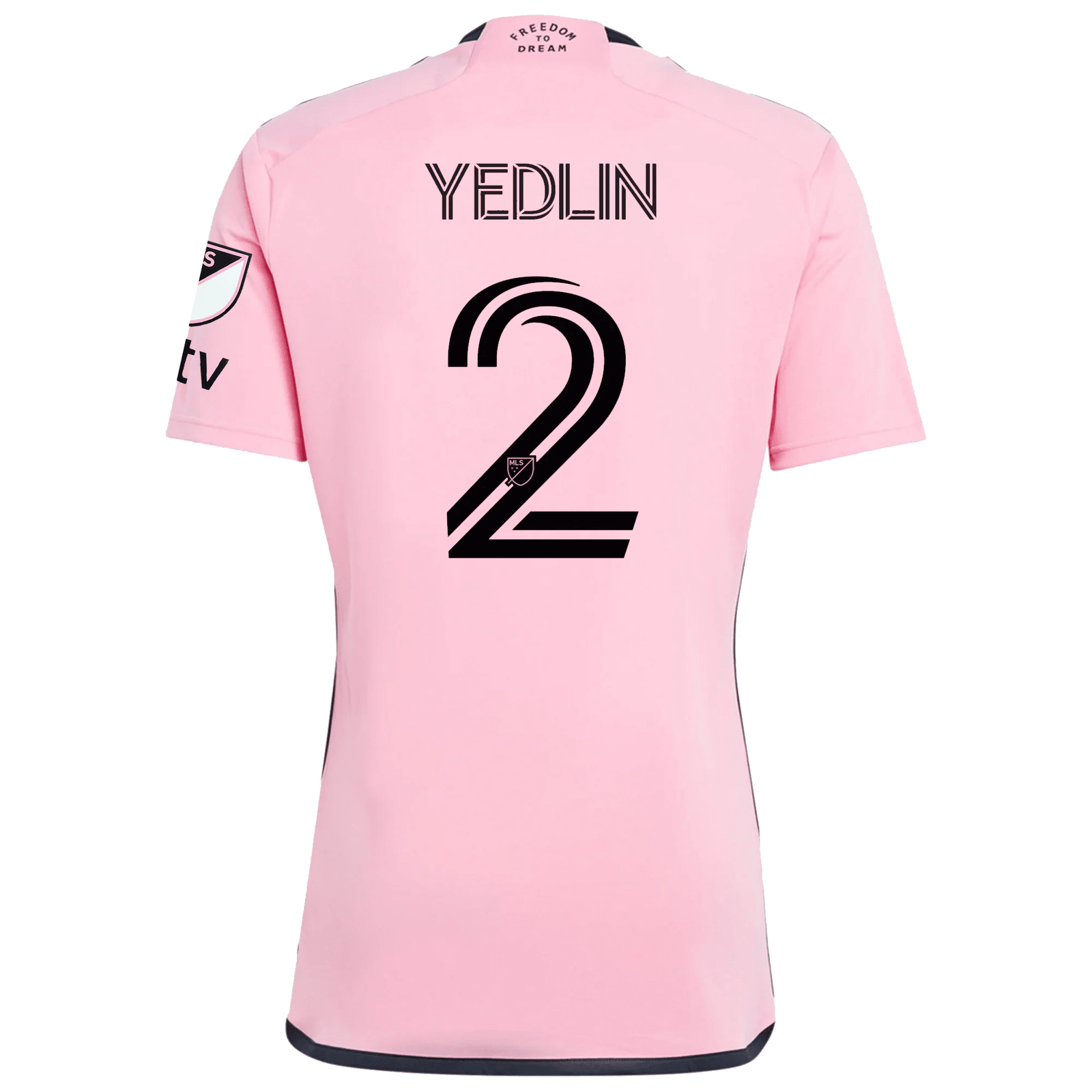 adidas Inter Miami DeAndre Yedlin Royal Caribbean Home Jersey w/ MLS + Apple TV Patches 24/25 (Easy Pink) | SoccerWearhouse