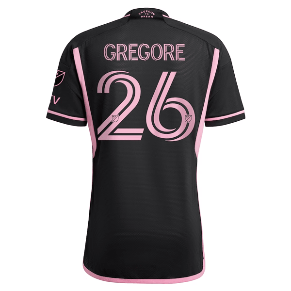 adidas Inter Miami Gregore Authentic Player Version Away Jersey 23/24 w/ MLS Patches (Black/Pink) | SoccerWearhouse