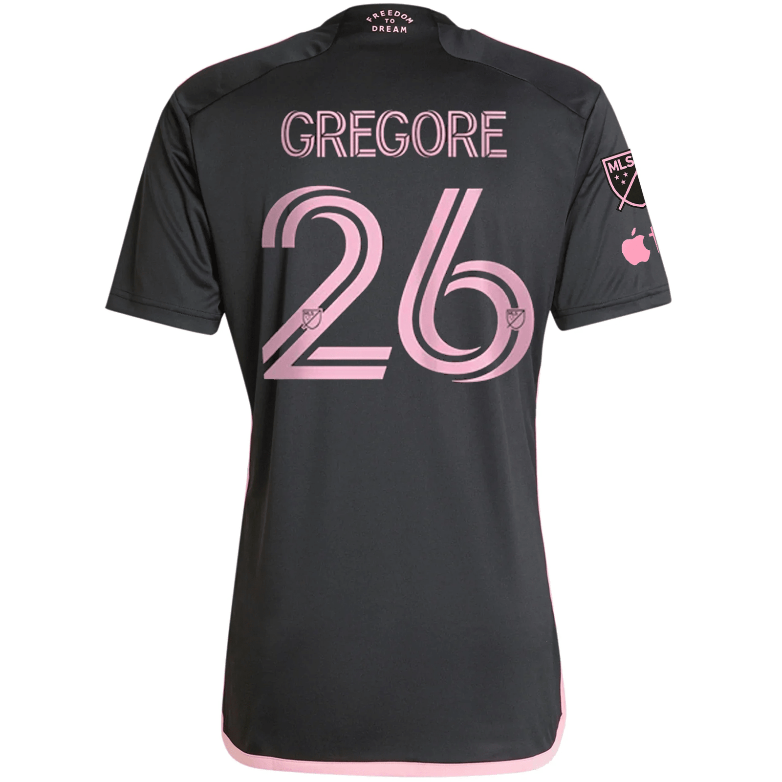adidas Inter Miami Gregore Royal Caribbean Away Jersey w/ MLS + Apple TV Patches 23/24 (Black/Bliss Pink) | SoccerWearhouse