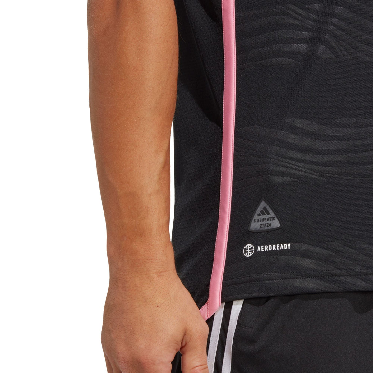adidas Inter Miami Josef Martínez Authentic Player Version Away Jersey 23/24 w/ MLS Patches (Black/Pink) | SoccerWearhouse