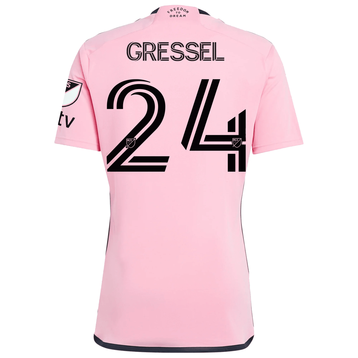 adidas Inter Miami Julian Gressel Royal Caribbean Home Jersey w/ MLS + Apple TV Patches 24/25 (Easy Pink) | SoccerWearhouse