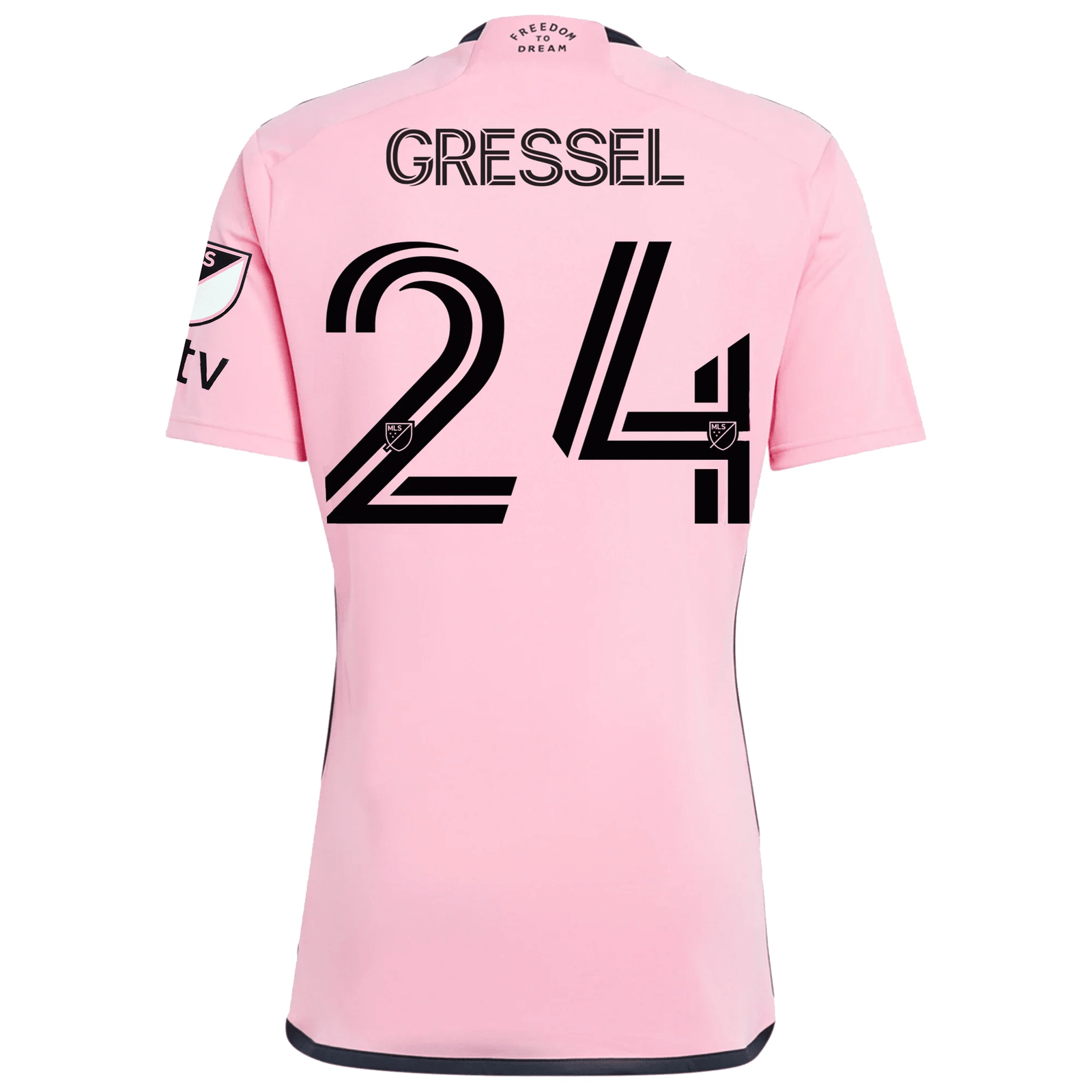 adidas Inter Miami Julian Gressel Royal Caribbean Home Jersey w/ MLS + Apple TV Patches 24/25 (Easy Pink) | SoccerWearhouse