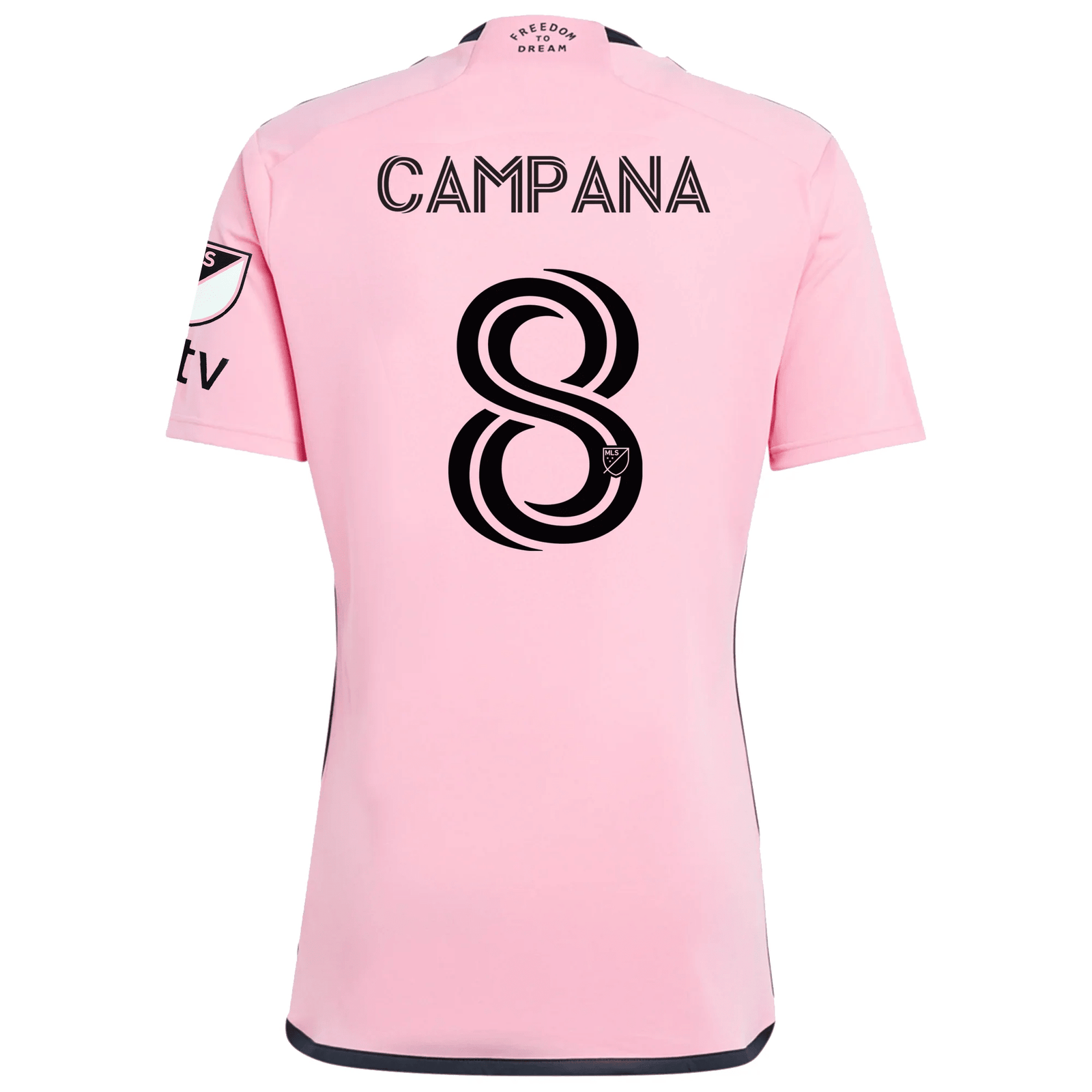 adidas Inter Miami Leonardo Campana Royal Caribbean Home Jersey w/ MLS + Apple TV Patches 24/25 (Easy Pink) | SoccerWearhouse