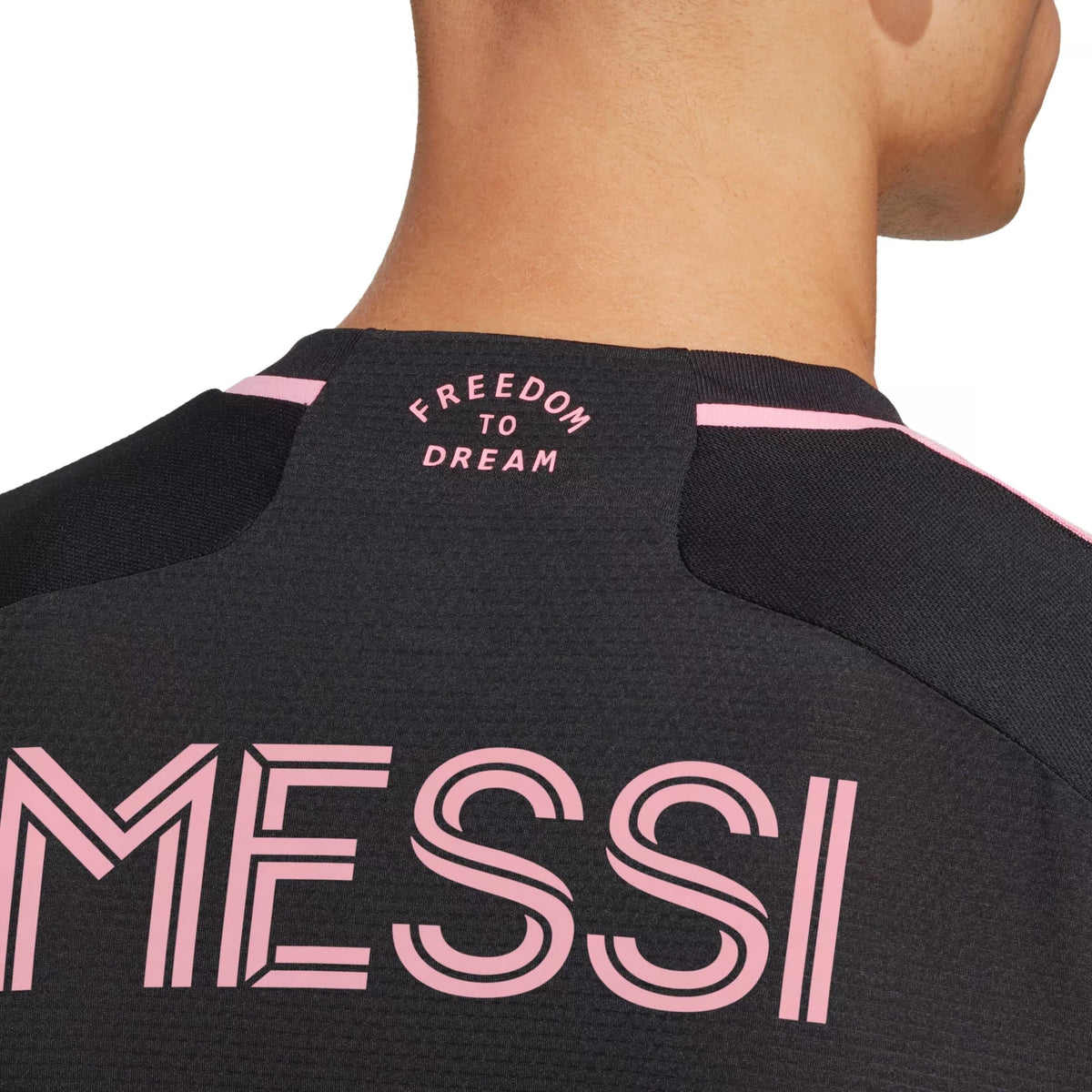 adidas Inter Miami Lionel Messi Authentic Player Version Away Jersey 23/24 w/ MLS Patches (Black/Pink) | SoccerWearhouse