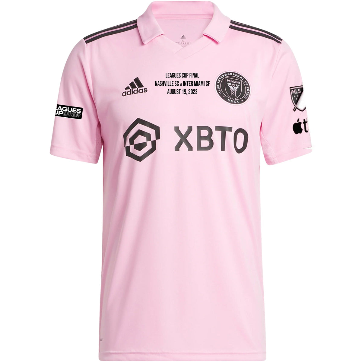 adidas Inter Miami Lionel Messi Home Jersey 23/24 w/ MLS + Leagues Cup Patch + Match Details (True Pink/Black) | SoccerWearhouse