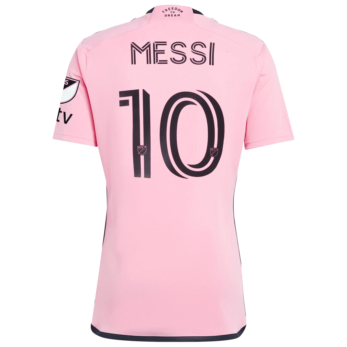 adidas Inter Miami Lionel Messi Royal Caribbean Home Jersey w/ MLS + Apple TV Patches 24/25 (Easy Pink) | SoccerWearhouse