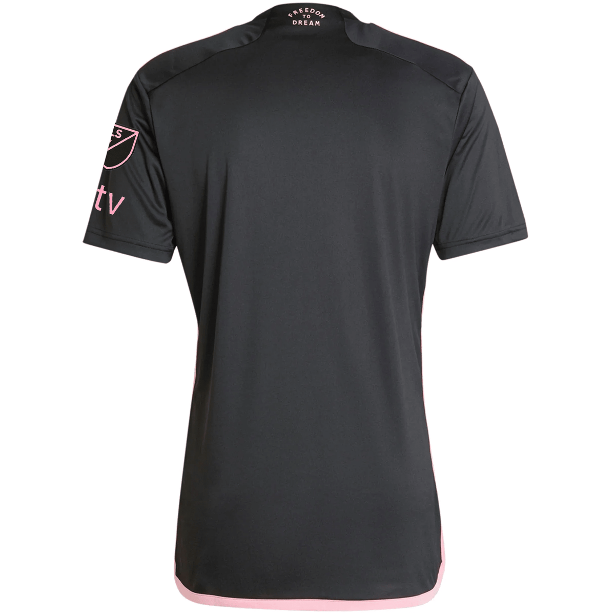 adidas Inter Miami Royal Caribbean Away Jersey w/ MLS + Apple TV Patches 23/24 (Black/Bliss Pink) | SoccerWearhouse