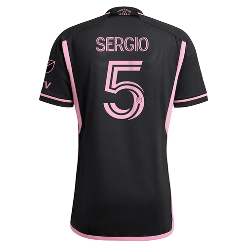 adidas Inter Miami Sergio Busquets Authentic Player Version Away Jersey 23/24 w/ MLS Patches (Black/Pink) - M