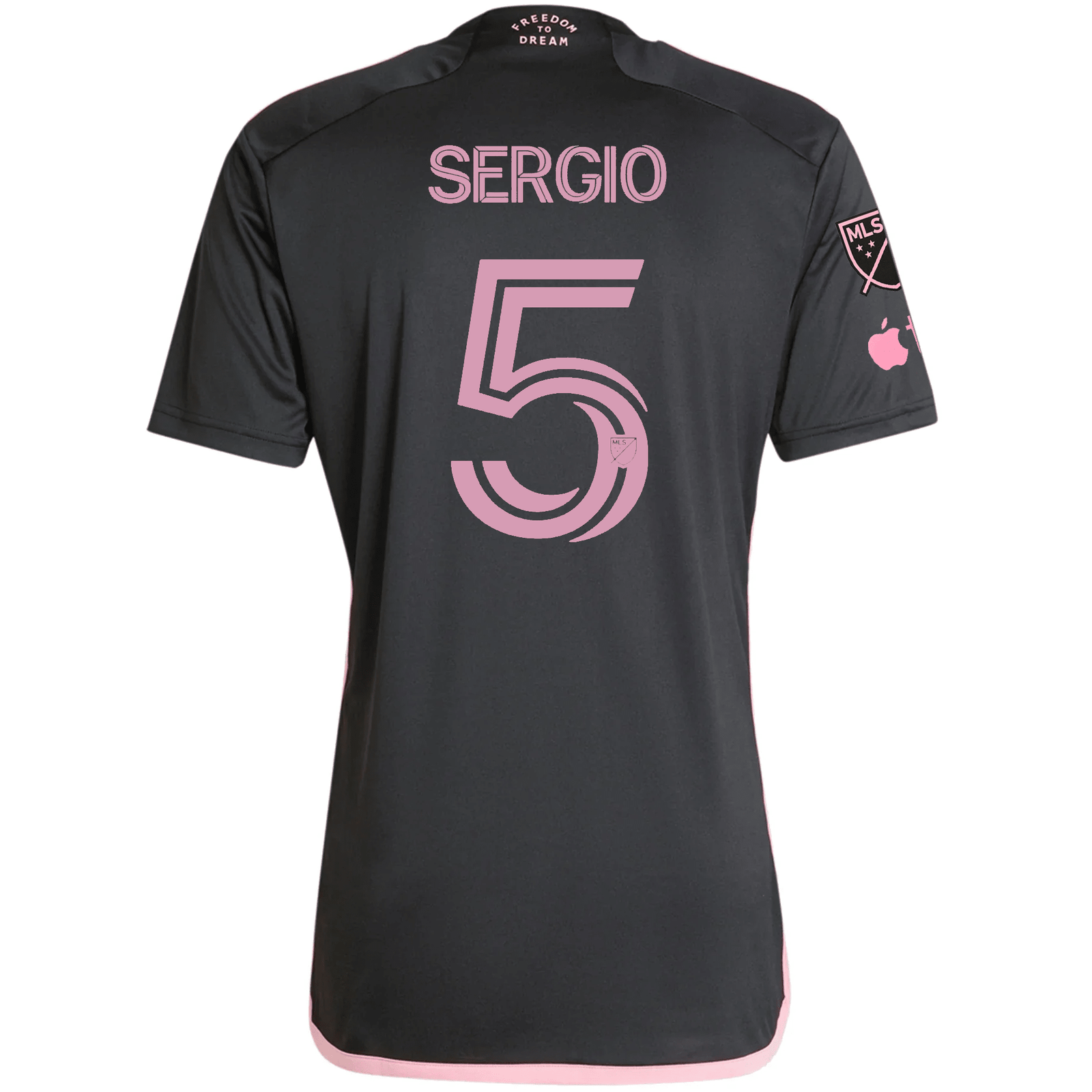 adidas Inter Miami Sergio Busquets Royal Caribbean Away Jersey w/ MLS + Apple TV Patches 23/24 (Black/Bliss Pink) | SoccerWearhouse