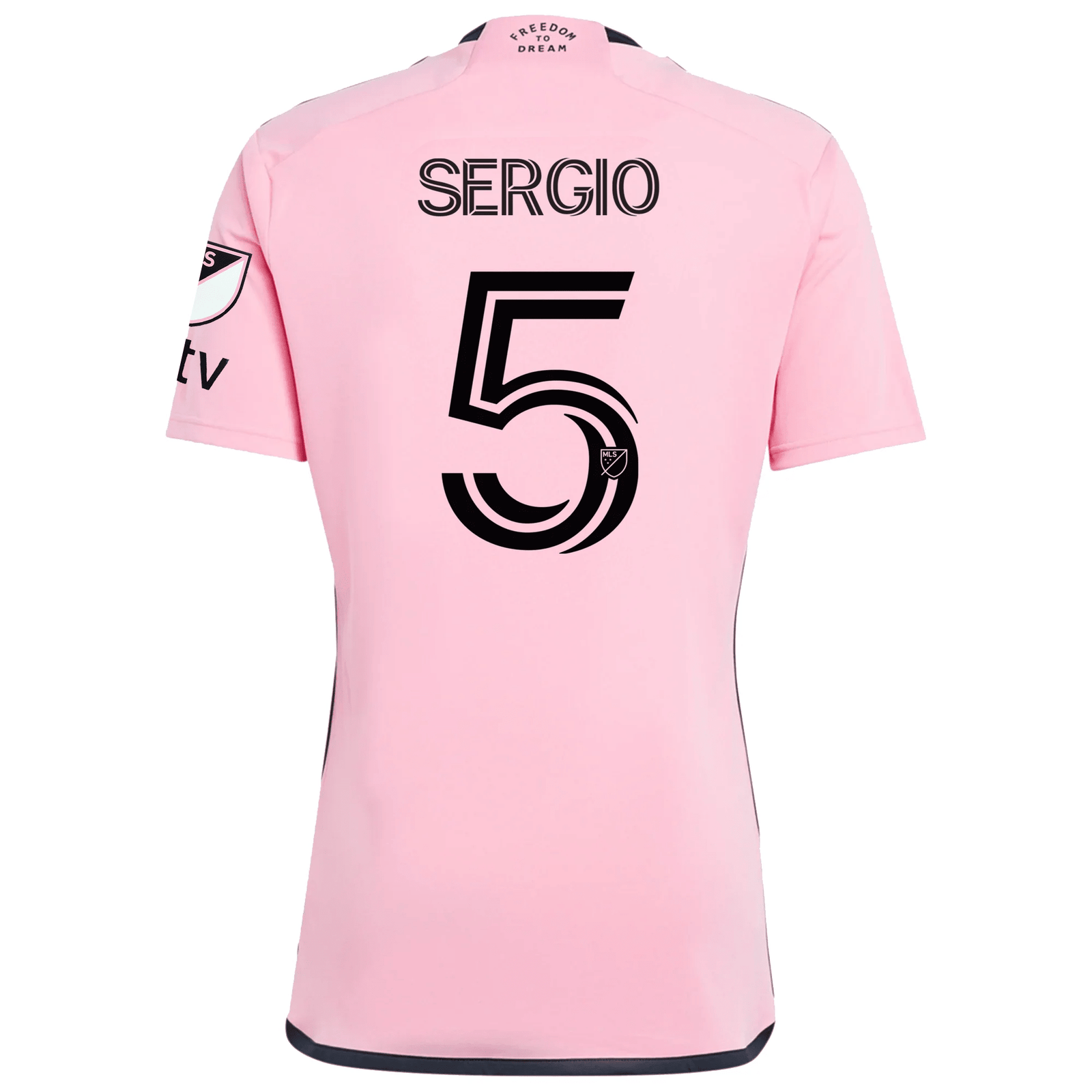 adidas Inter Miami Sergio Busquets Royal Caribbean Home Jersey w/ MLS + Apple TV Patches 24/25 (Easy Pink) | SoccerWearhouse