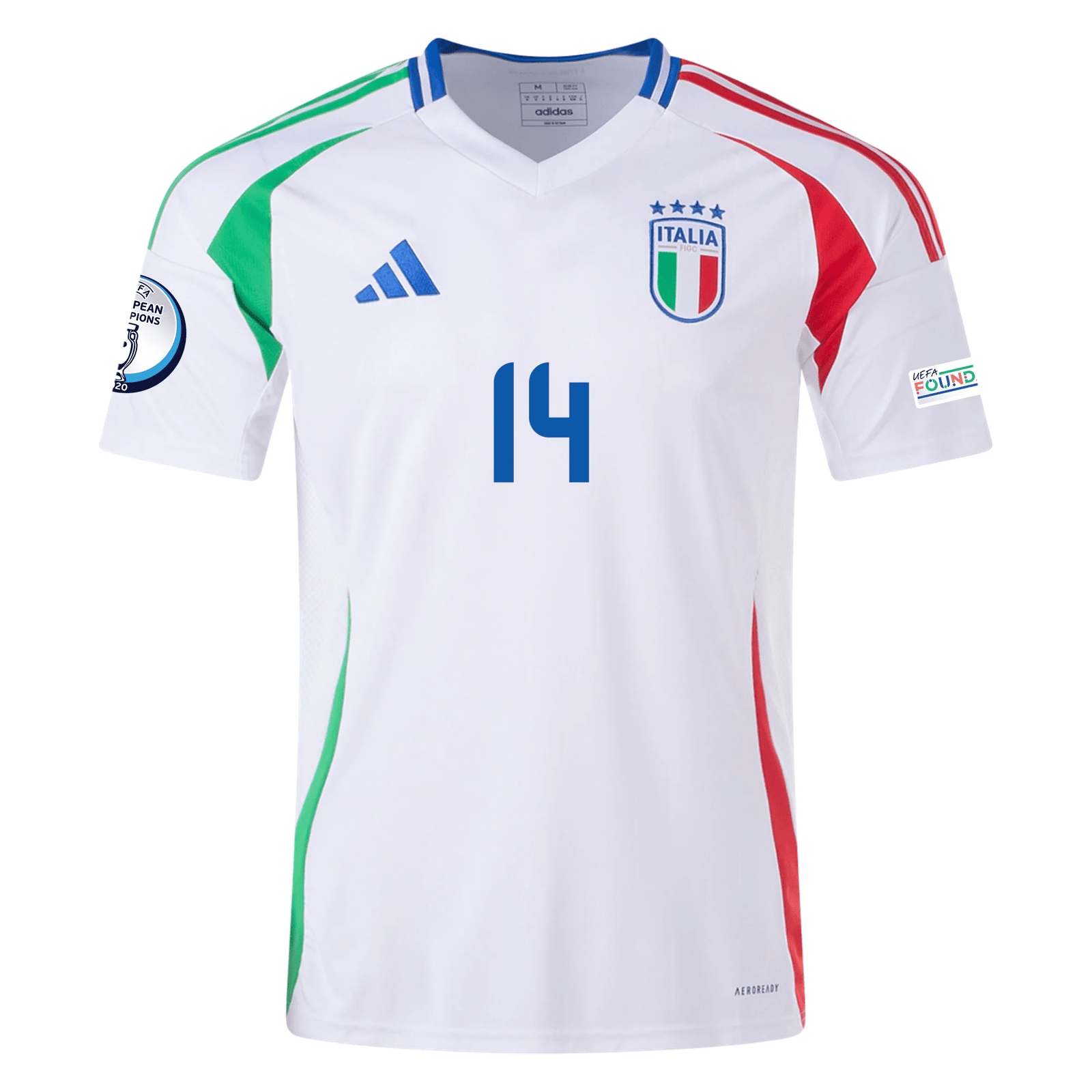 adidas Italy Federico Chiesa Away Jersey w/ Euro 2024 Patches 24/25 (Blue) | SoccerWearhouse