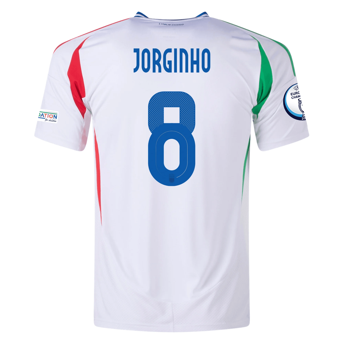 adidas Italy Jorginho Away Jersey w/ Euro 2024 Patches 24/25 (Blue) | SoccerWearhouse